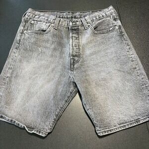 washed gray black Levi's 501 denim shorts Men size 32 cotton casual skateboard